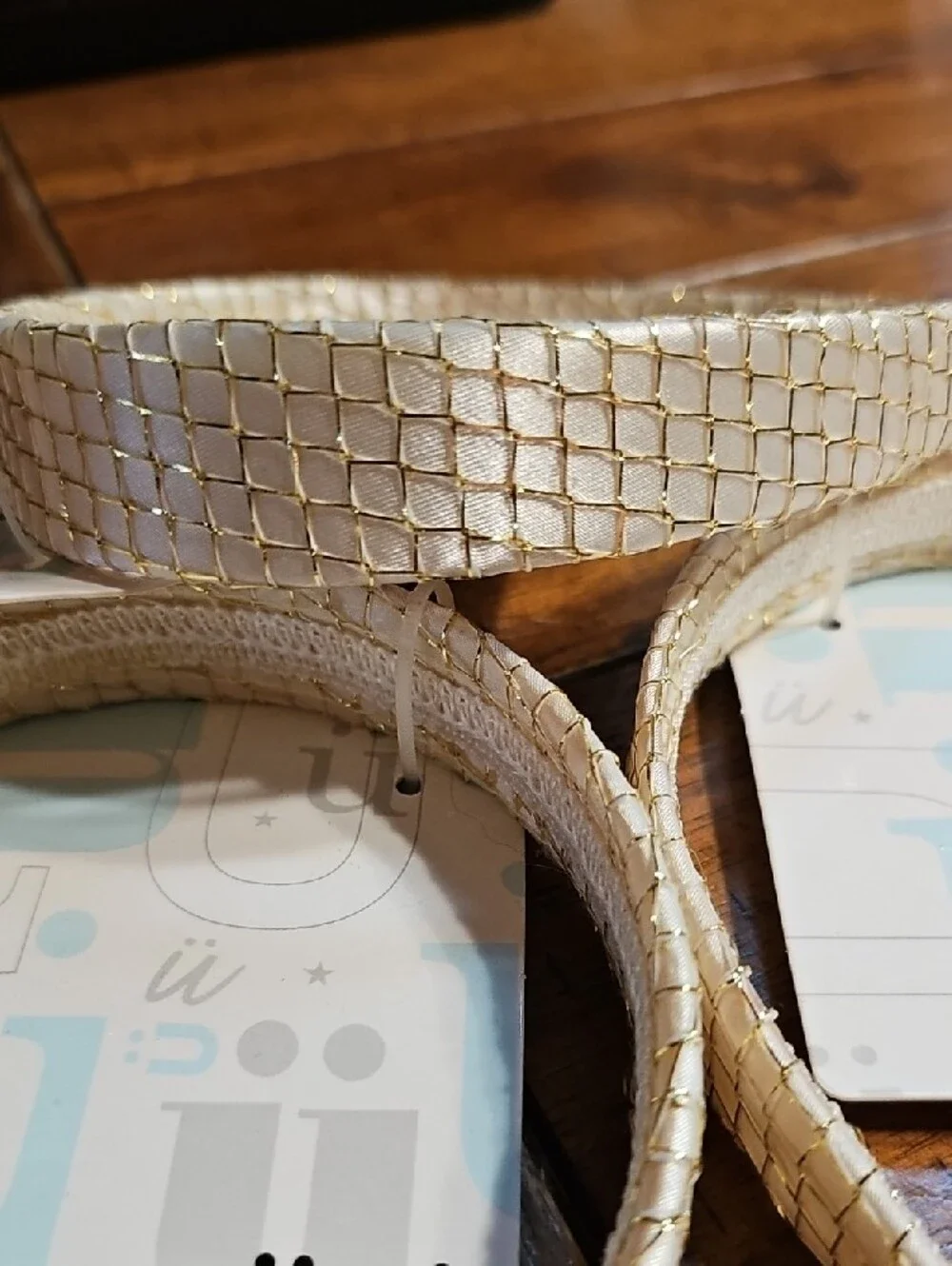 scunci Metallic Beige Woven Headbands (Set of 3)